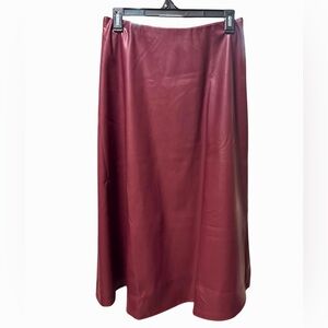 Francesca’s Faux Leather Burgundy Midi Skirt NWT Size M